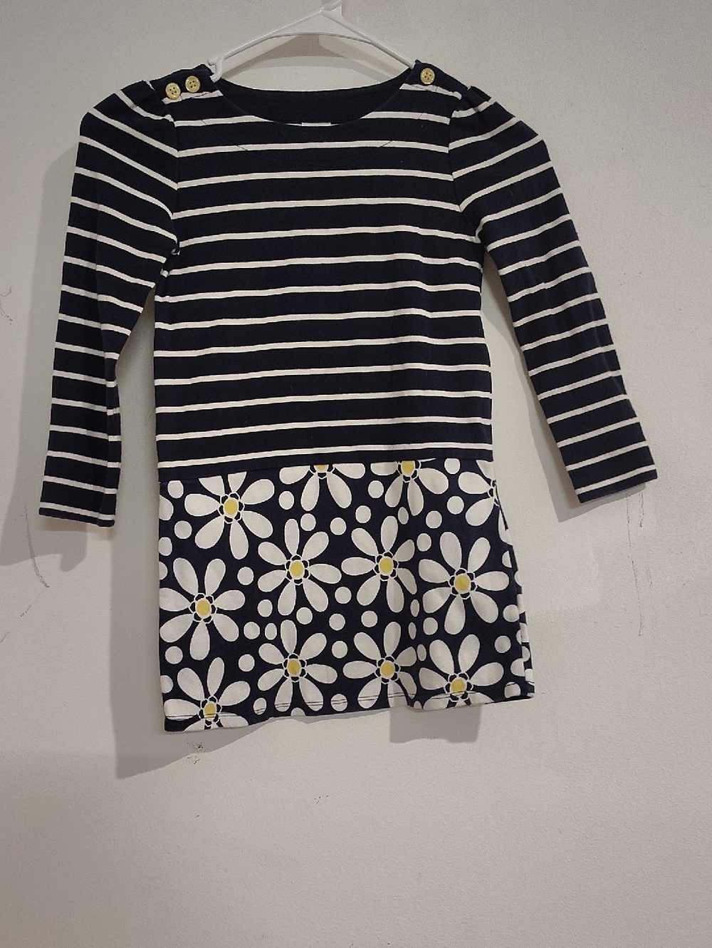 Gymboree Navy & White Striped Dress with Daisy Print